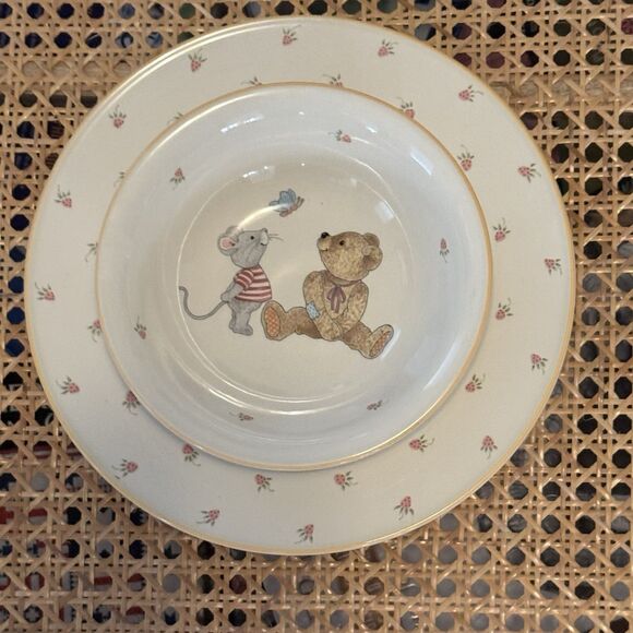 Mikasa Teddy Kids Set Plate and Bowl Teddy Bear  Mouse Strawberries Set - Picture 2 of 9